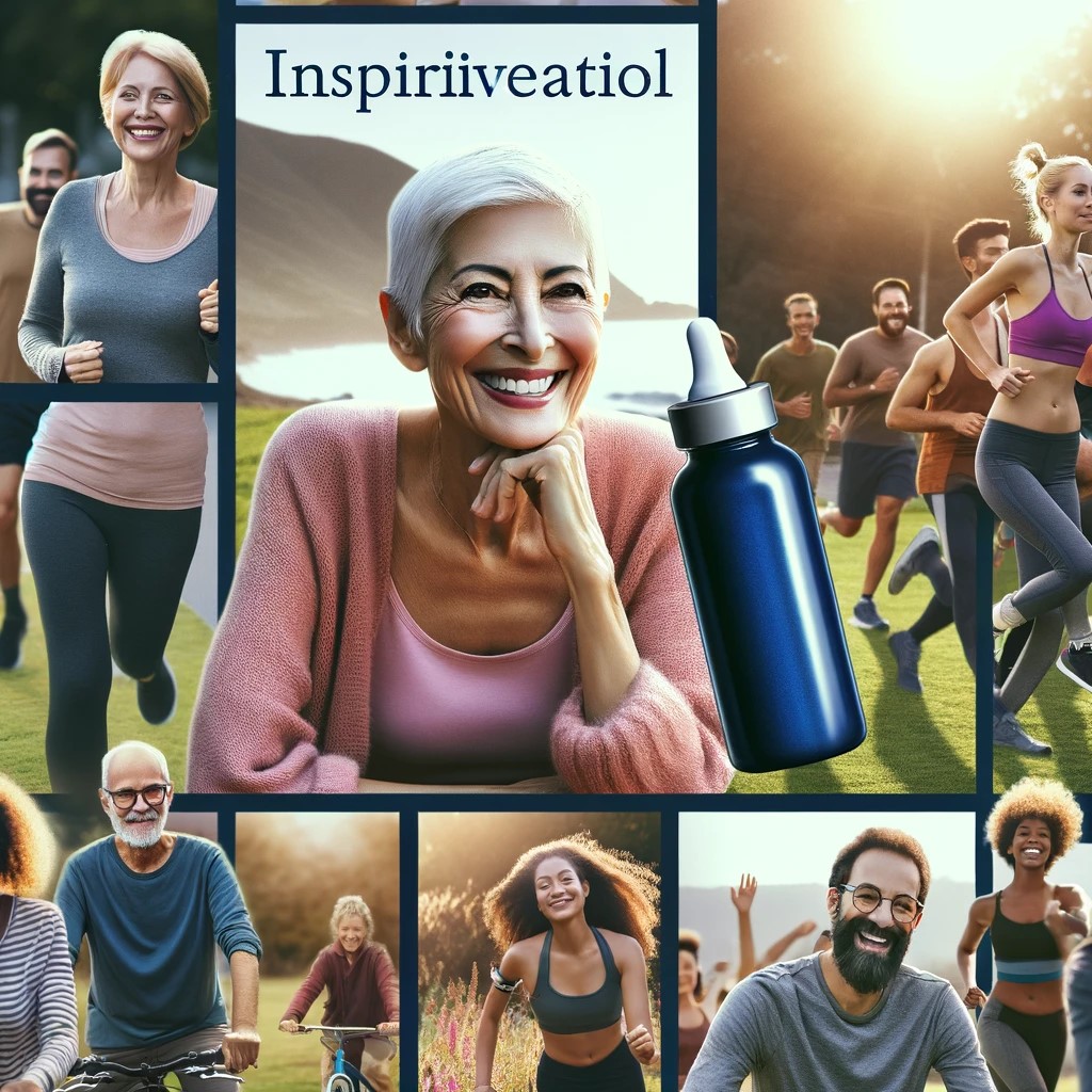 An inspirational image of diverse individuals of different ages engaging in healthy, active lifestyles outdoors, subtly including the product to emphasize the brand's commitment to health and wellness.