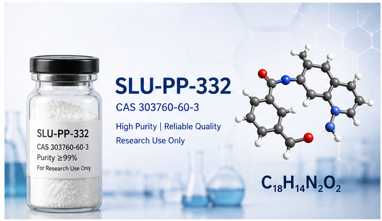 SLU-PP-332 (CAS 303760-60-3) high-purity powder and molecular structure by Wuxi Vega Science.