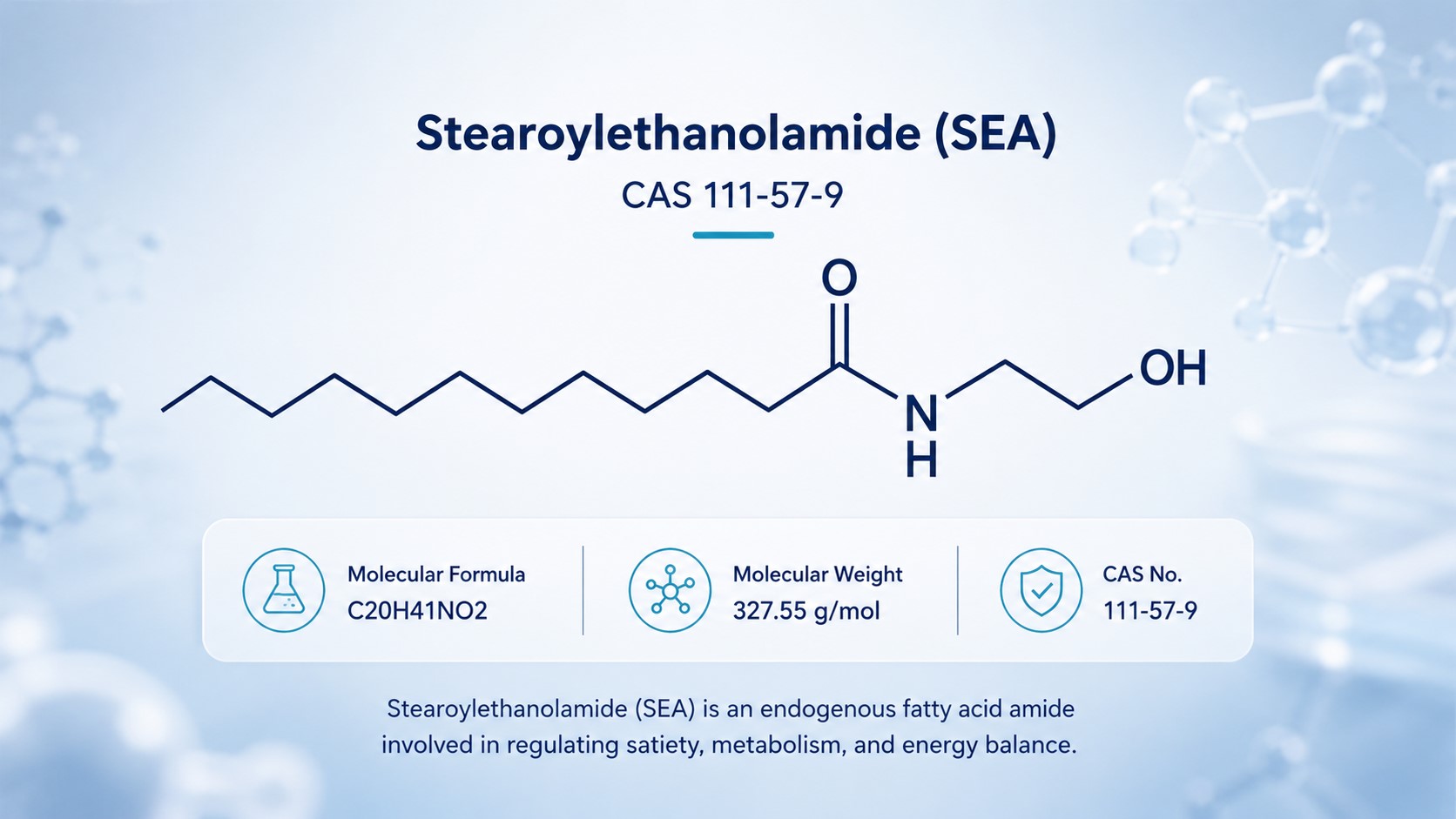 Chemical structure of Stearoylethanolamide SEA compound
