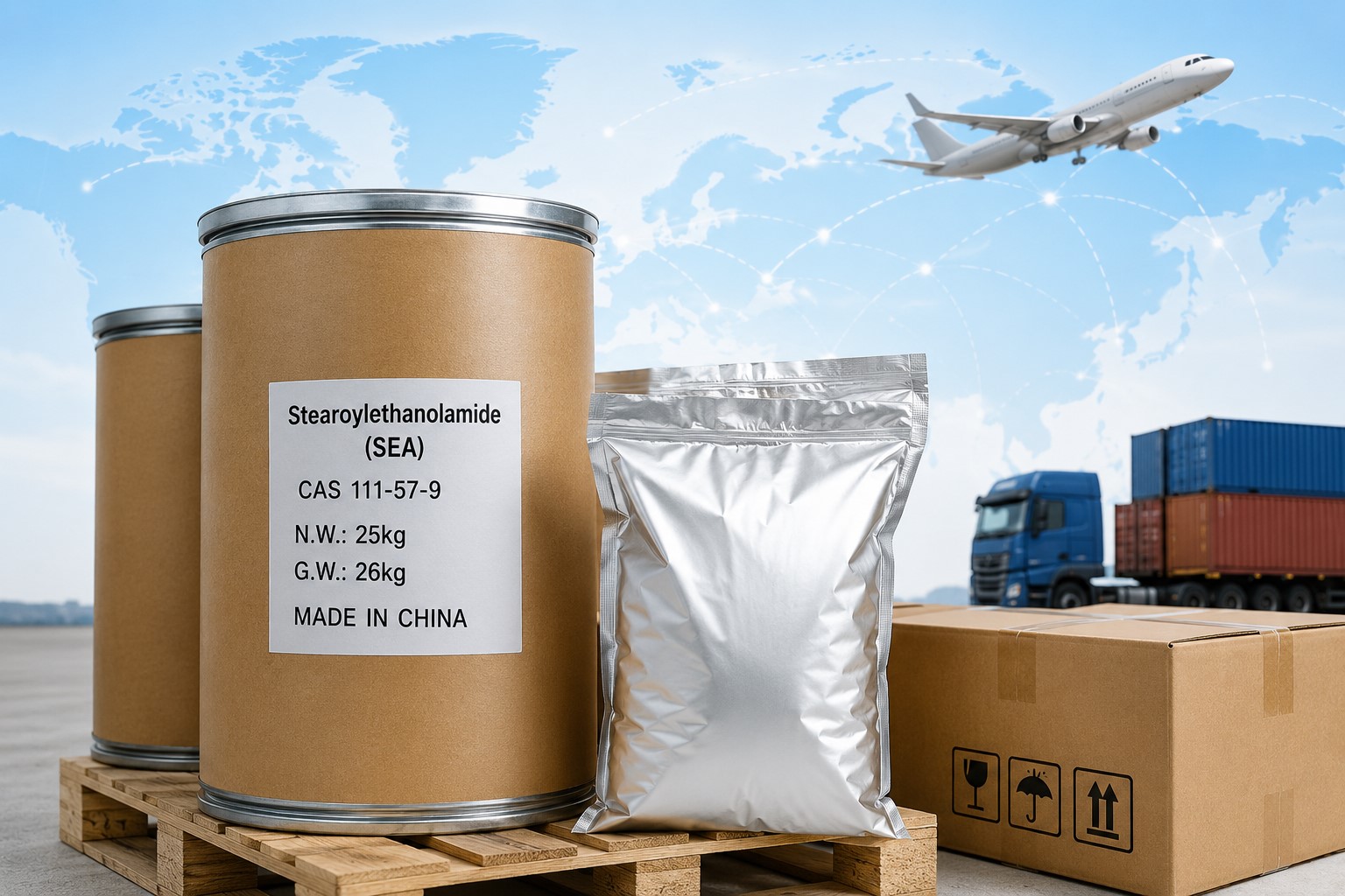 Stearoylethanolamide SEA packaging and global shipping logistics