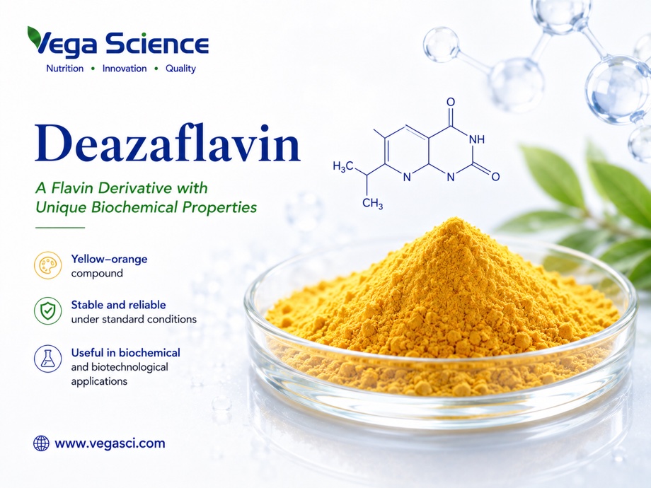 Deazaflavin biochemical ingredient overview infographic