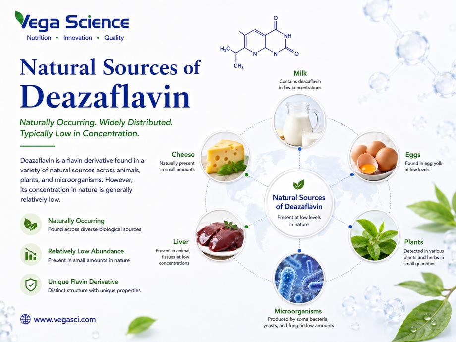 Deazaflavin natural sources infographic