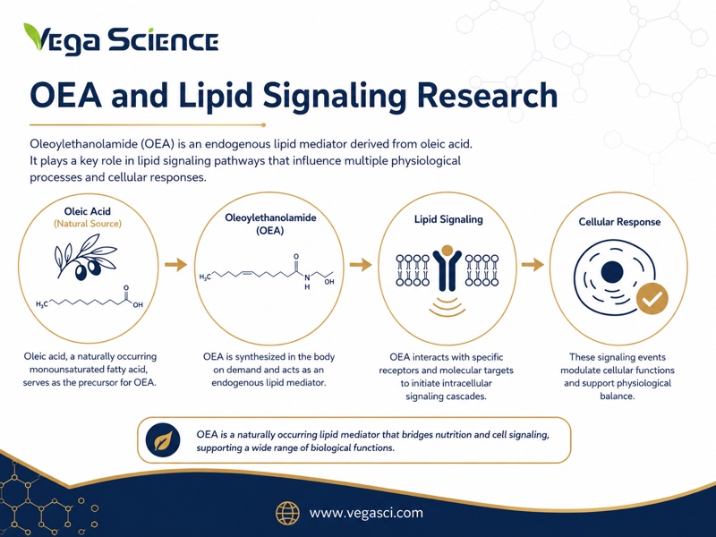 Oleoylethanolamide (OEA) article-specific research mechanism or biological pathway context infographic