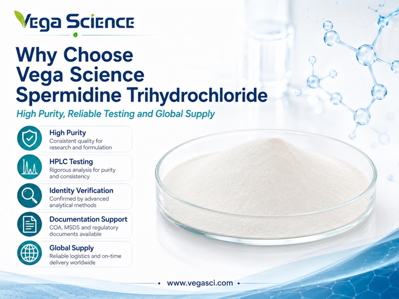 Spermidine Trihydrochloride supplier quality, testing, documentation and supply support infographic