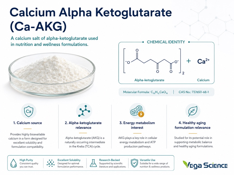 Calcium Alpha Ketoglutarate chemical structure and molecular identity illustration