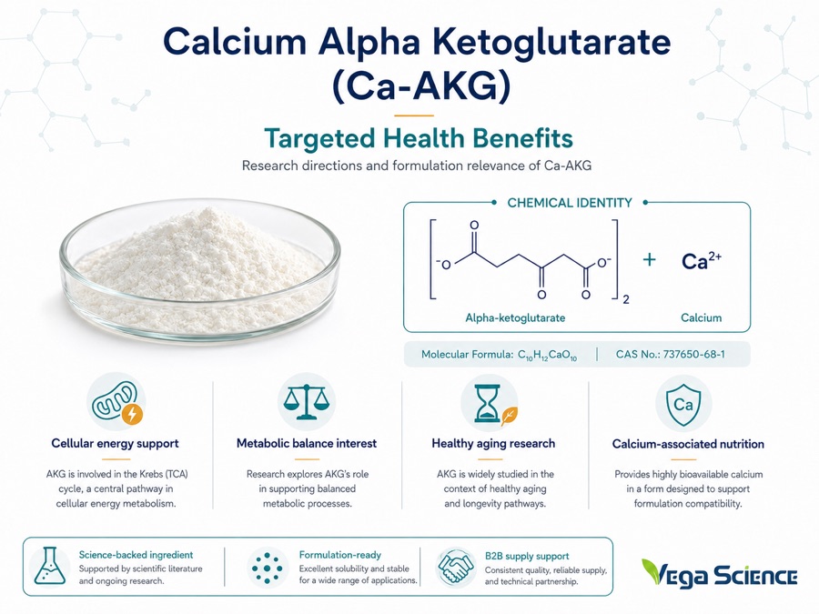Calcium Alpha Ketoglutarate chemical structure and molecular identity illustration