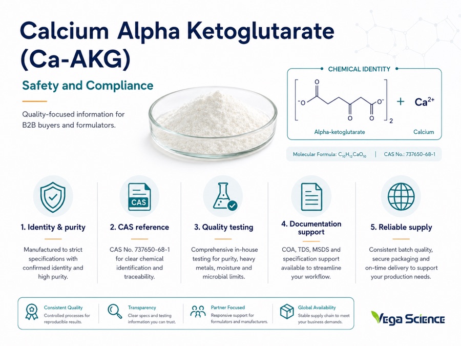 Calcium Alpha Ketoglutarate chemical structure and molecular identity illustration