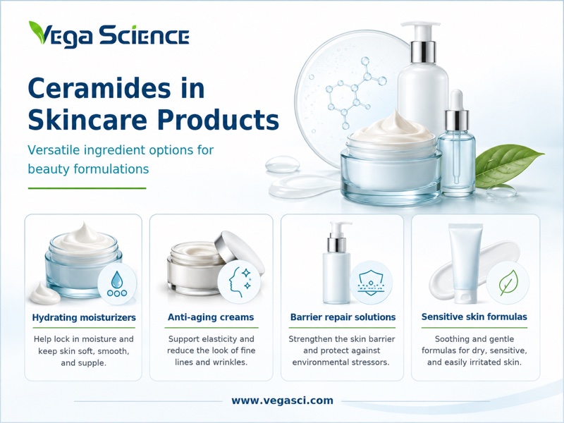 Ceramide cosmetic formulation application infographic