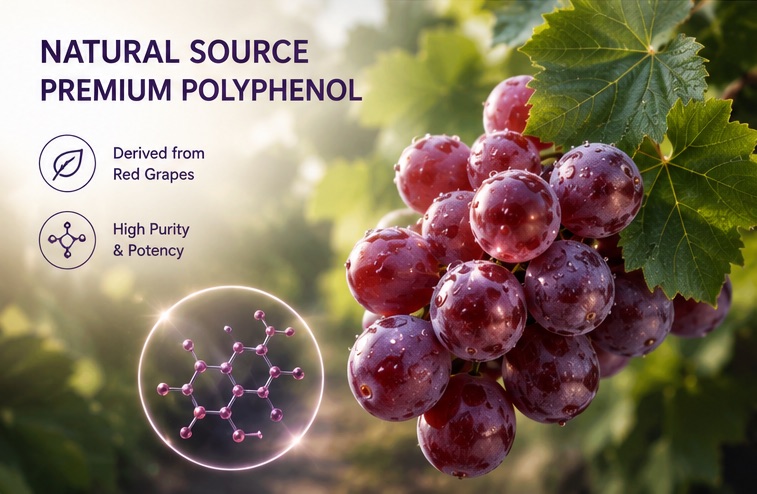 Resveratrol botanical polyphenol sources including grape skins and blueberries